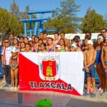 Acuden nadadores a competir en la Gimnasiada 2024, en Puebla